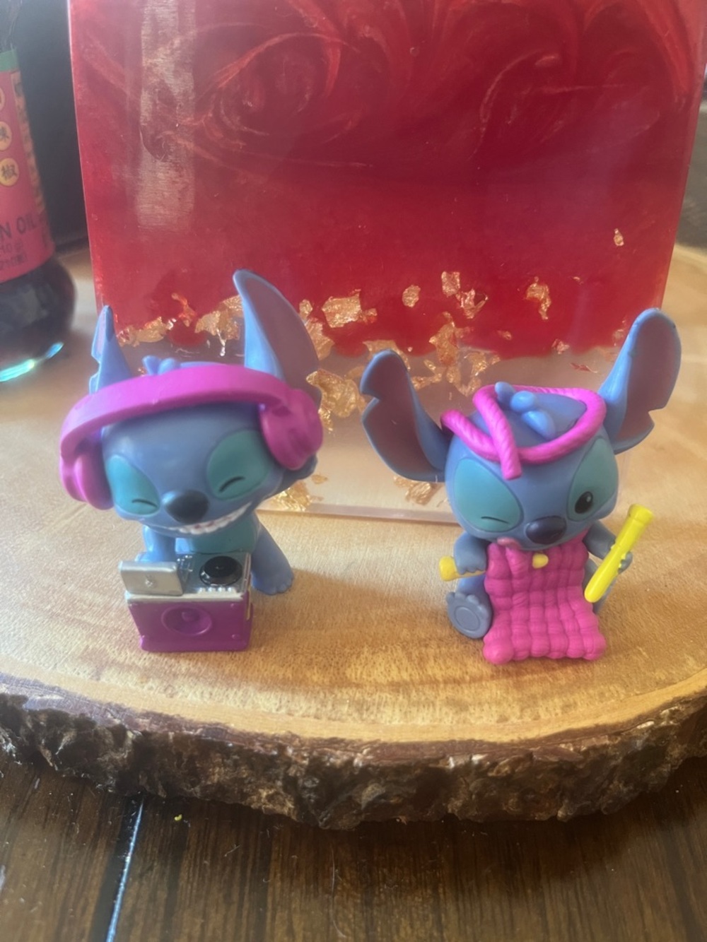 Cute Blue Stitch Toy Figures with Pink Accessories - Small Pets Category